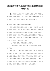 政治站位不高大局意识不强的整改措施范例精编5篇