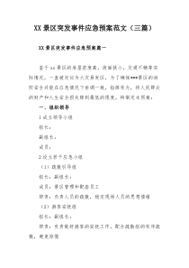 XX景区突发事件应急预案范文（三篇）