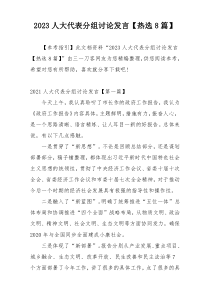 2023人大代表分组讨论发言【热选8篇】