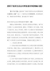 度班子组织生活会对照检查材料【精编5篇】