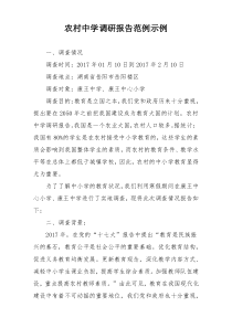 农村中学调研报告范例示例