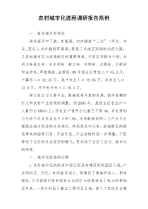 农村城市化进程调研报告范例