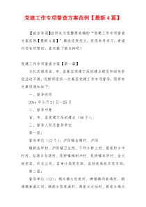 党建工作专项督查方案范例【最新4篇】