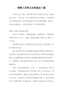 销售人员转正自我鉴定5篇