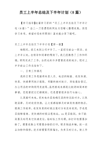 员工上半年总结及下半年计划（8篇）