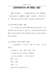 运营岗前培训心得【精选4篇】