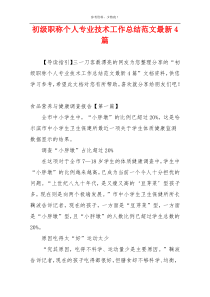 初级职称个人专业技术工作总结范文最新4篇