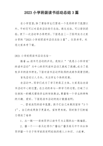 2023小学班级读书活动总结3篇