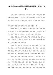 学习筑牢中华民族共同体意识研讨材料（5篇）