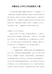 乡镇安全上半年工作总结范文5篇