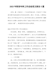 2023年财务年终工作总结范文报告5篇
