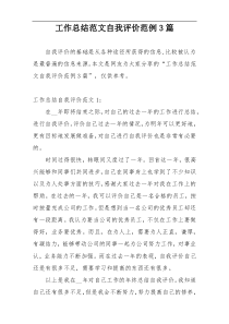 工作总结范文自我评价范例3篇