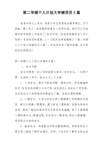 第二学期个人计划大学辅导员3篇