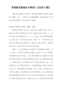 贯彻新发展理念不够深入【实用5篇】