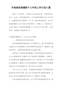 市场部经理最新个人年初工作计划5篇