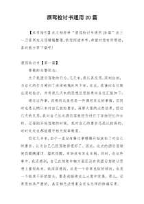 酒驾检讨书通用20篇