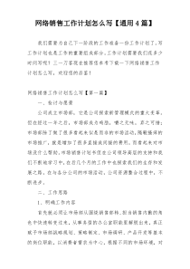 网络销售工作计划怎么写【通用4篇】