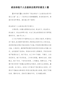 政治体检个人自查表自我评价意见3篇