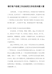 银行客户经理工作总结范文存在的问题5篇