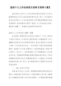 监控个人工作总结范文范例【范例5篇】
