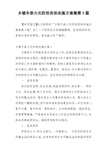 乡镇冬春火灾防控具体实施方案集聚3篇