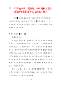 2023年高校专项计划流程 2023高校专项计划的报考条件是什么【热选4篇】