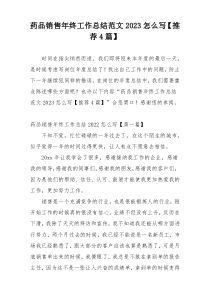 药品销售年终工作总结范文2023怎么写【推荐4篇】