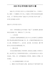 2023年公司年度计划书5篇