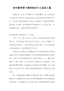 初中数学骨干教师培训个人总结5篇