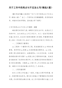 关于工作中的亮点与不足怎么写（精选5篇）