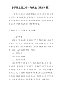 小学班主任工作计划优选（最新5篇）