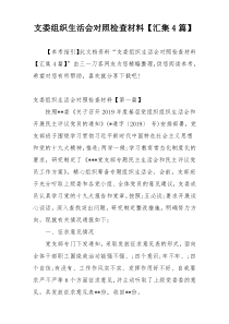 支委组织生活会对照检查材料【汇集4篇】