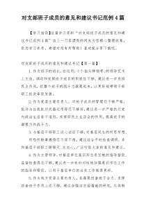 对支部班子成员的意见和建议书记范例4篇