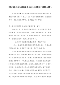 团支部书记述职报告2023完整版（通用4篇）