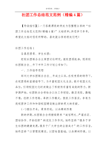 社团工作总结范文范例（精编4篇）