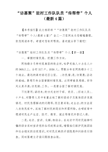 “访惠聚”驻村工作队队员“传帮带”个人（最新4篇）