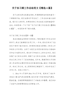 关于实习期工作总结范文【精选4篇】