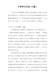 小学学习计划（5篇）