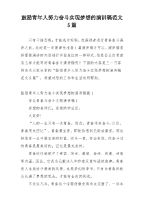 鼓励青年人努力奋斗实现梦想的演讲稿范文5篇