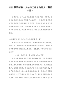 2023服装销售个人年终工作总结范文（最新5篇）