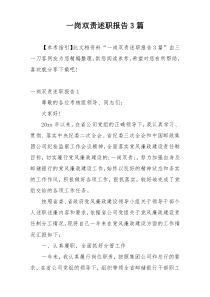 一岗双责述职报告3篇