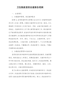 卫生院疫苗的自查报告范例