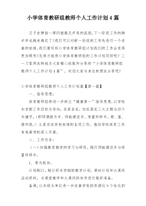 小学体育教研组教师个人工作计划4篇