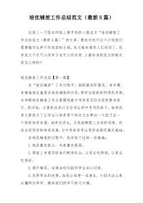 培优辅差工作总结范文（最新5篇）