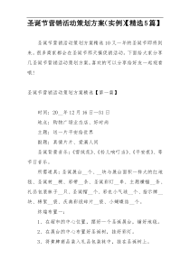 圣诞节营销活动策划方案（实例）【精选5篇】
