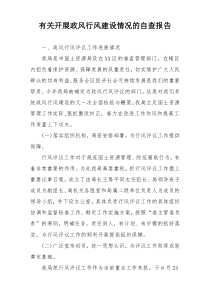 有关开展政风行风建设情况的自查报告