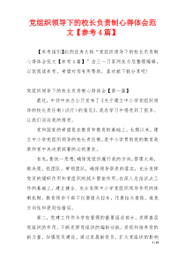 党组织领导下的校长负责制心得体会范文【参考4篇】