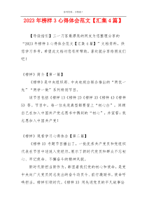 2023年榜样3心得体会范文【汇集4篇】