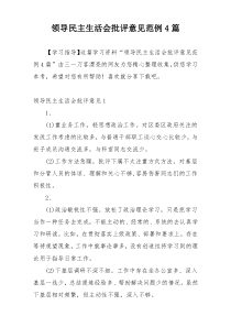 领导民主生活会批评意见范例4篇
