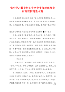 党史学习教育组织生活会支部对照检查材料范例精选4篇